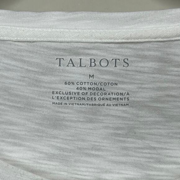 Talbots Tropical T-Shirt Size M Flamingo Short Sleeves Sequins - Picture 4 of 7
